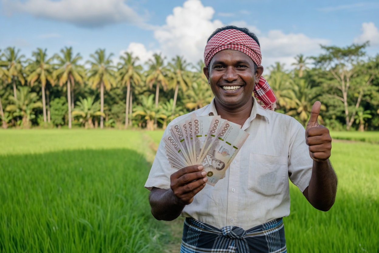 Farmer holding tropical harvest